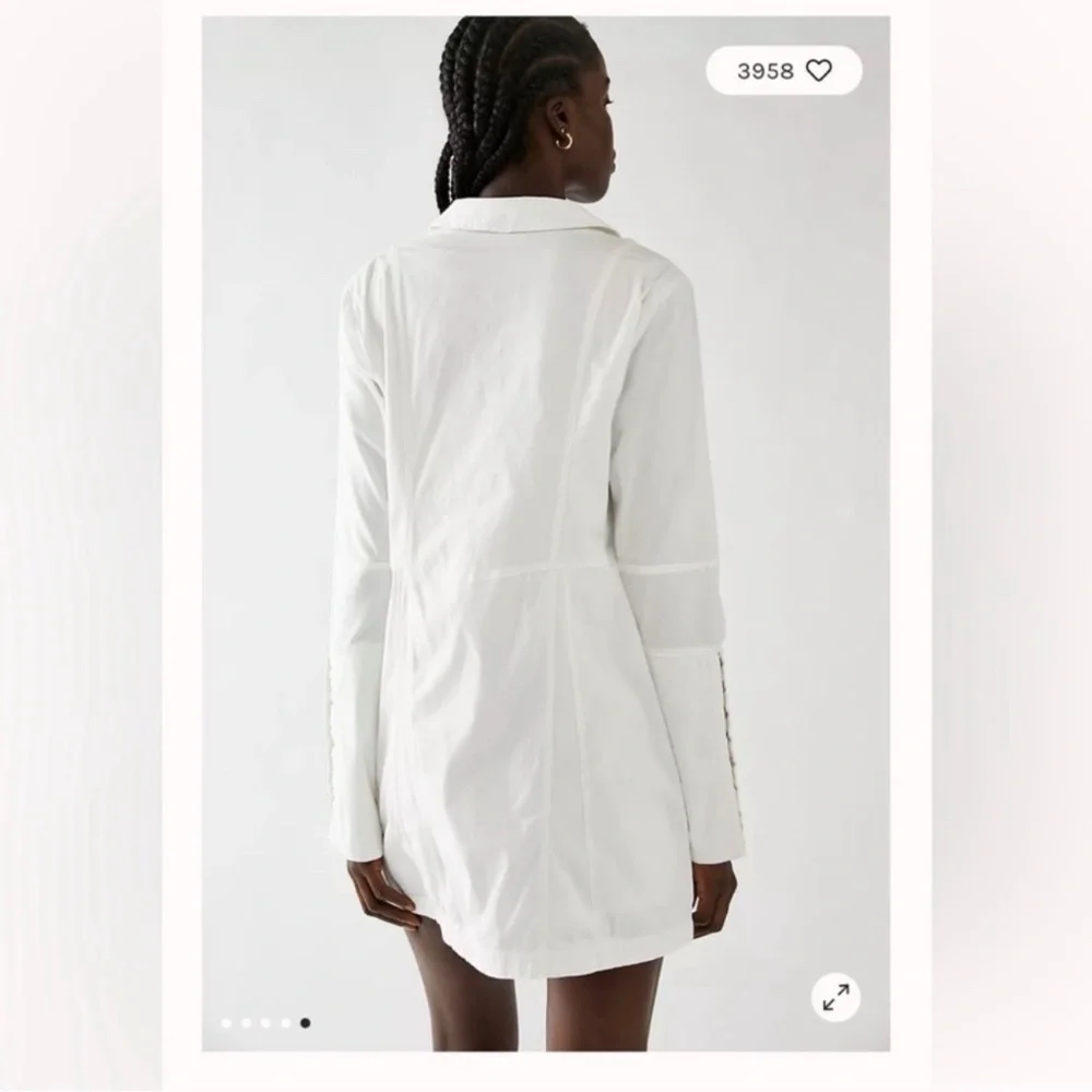NWT FREE PEOPLE Thea Mini Dress White Button-down Long‎ Sleeve Size Large